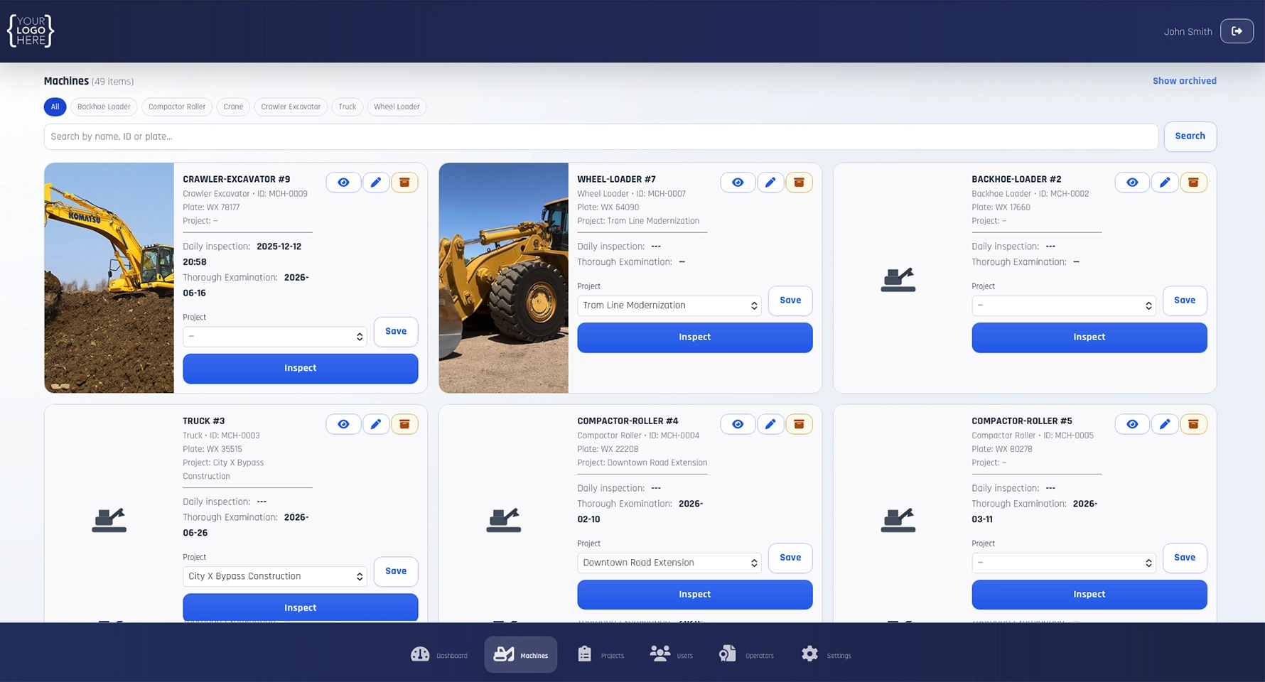Mockup: dashboard KPI, lista zleceń i widok szczegółu z dowodami